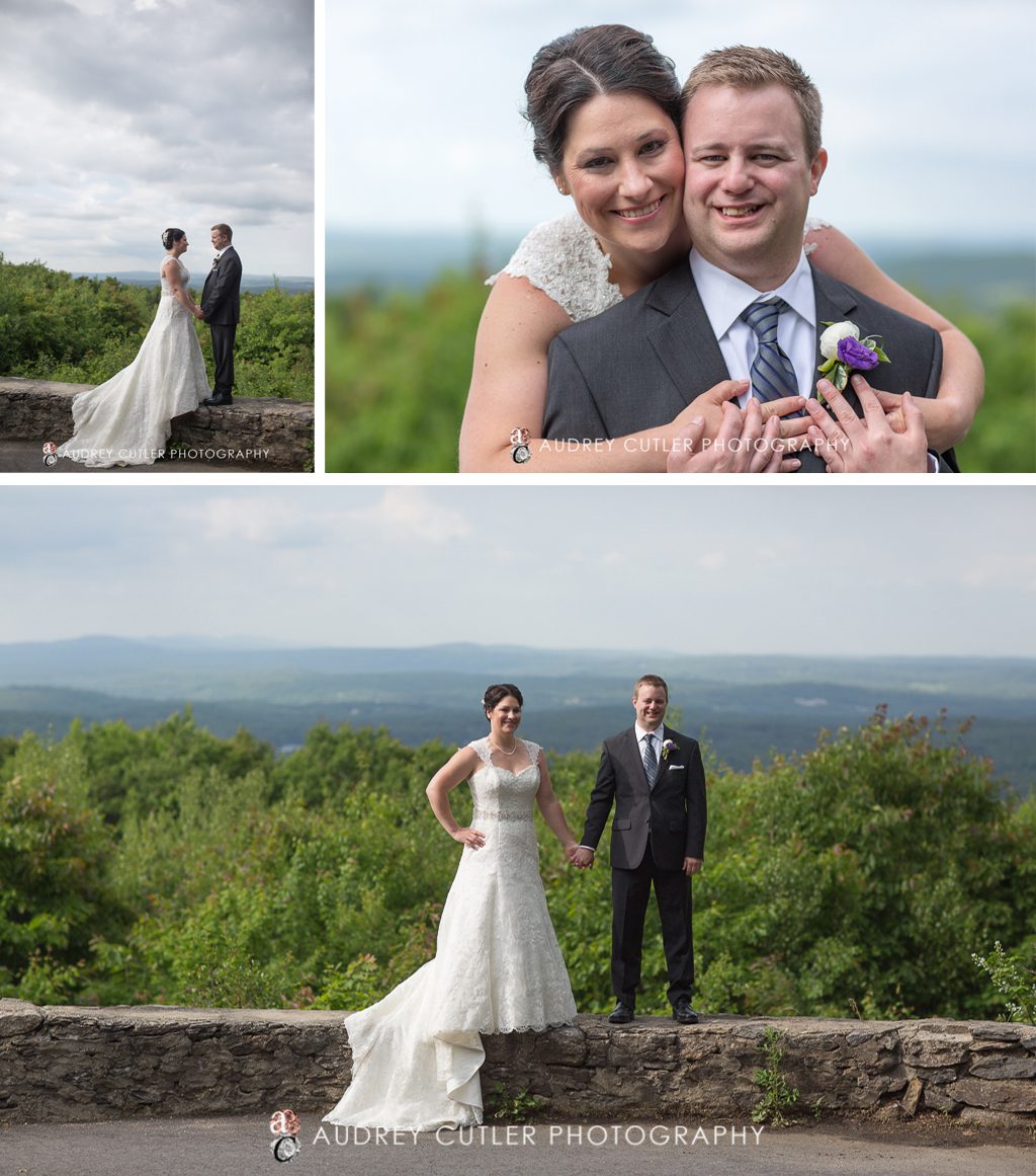 Wedding Party Photos at the Top of Wachusett Mountain with a view