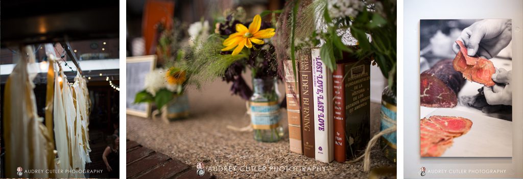The People's Kitchen - The Atrium - The Citizen - Vibrant Wedding with gold DIY streamers and five forks farm flowers - Worcester Massachusetts