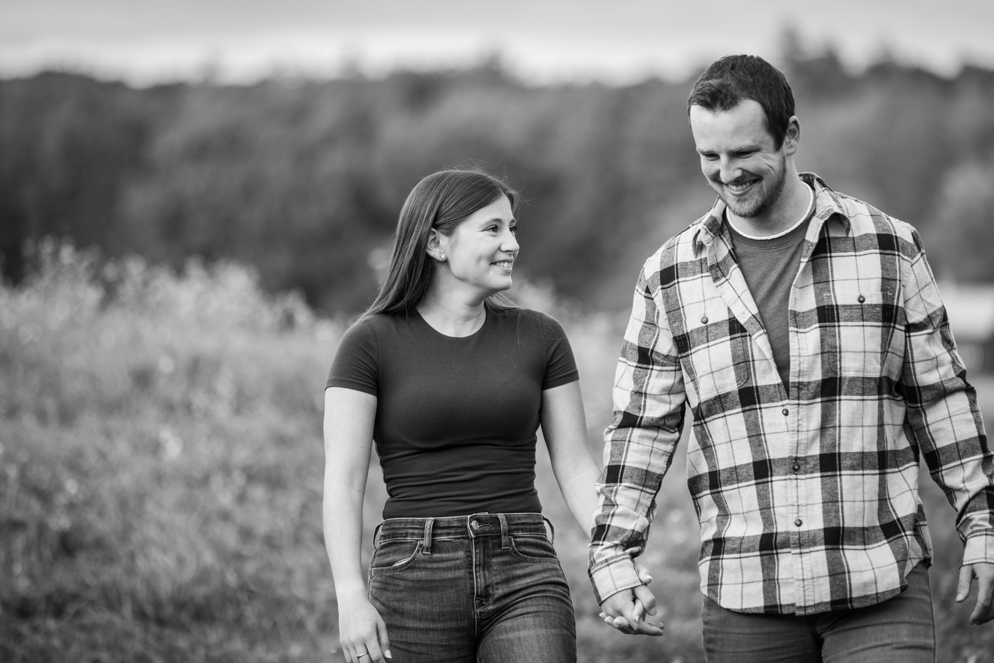 black-and-white-couple-smiling-engagement-Photos-Sterling MA -15
